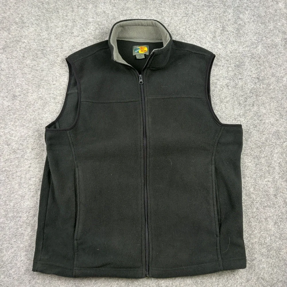 Bass Pro‎ Shops Fleece Vest Mens Medium Black Full Zip Gorpcore Outdoor Workwear